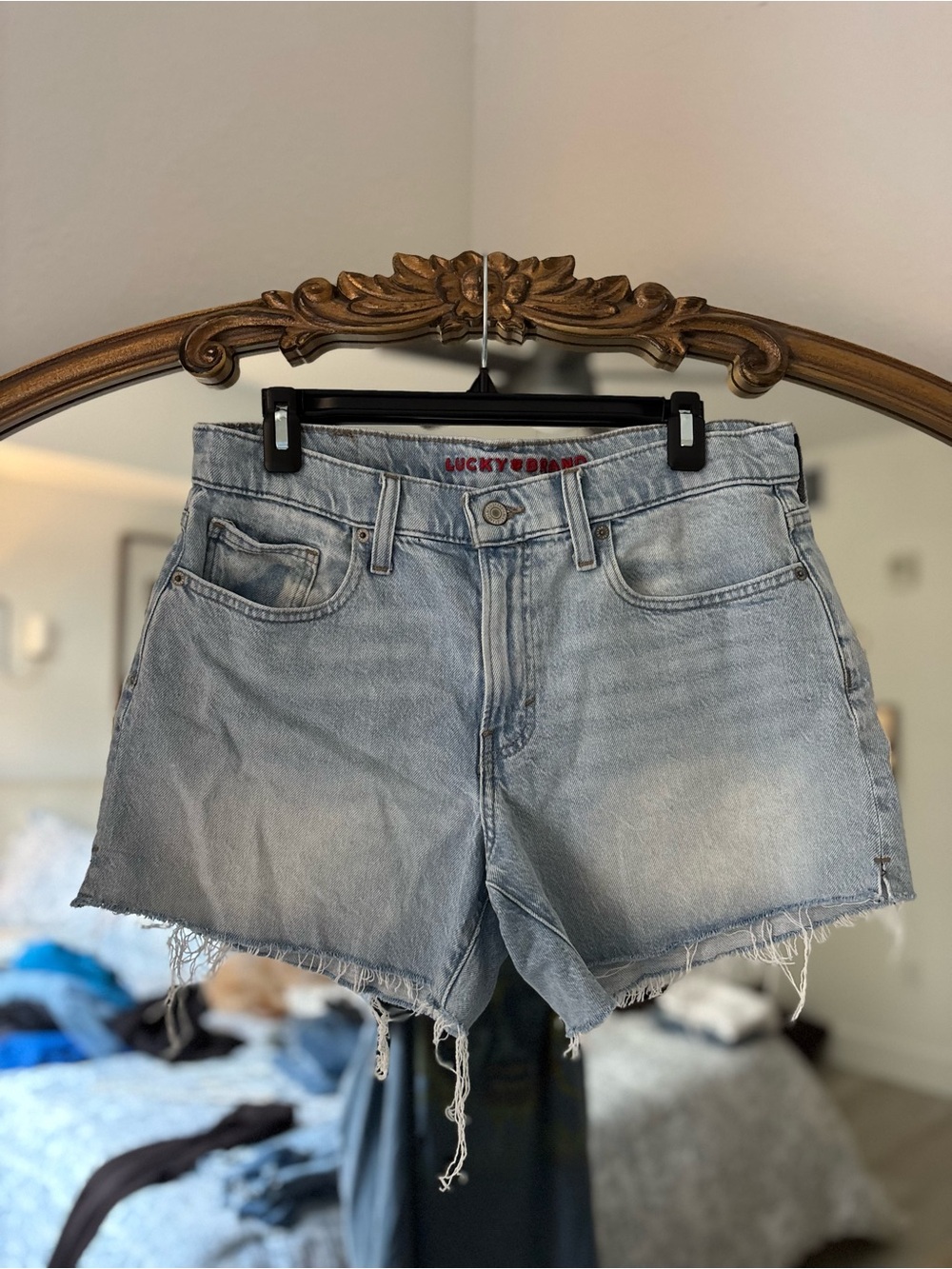 Lucky Brand Faded Light Blue Frayed Denim Shorts